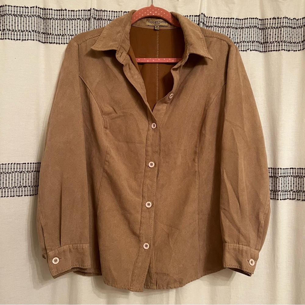 Suede Fitted Fitted Button Up Top - image 1